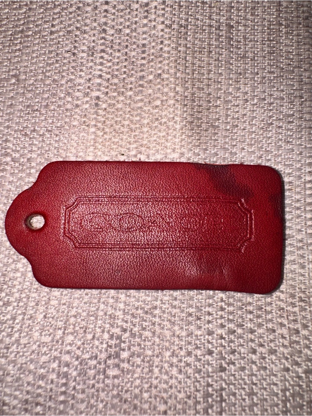 vintage Coach one sided red leather hangtag pre 1994 with mark